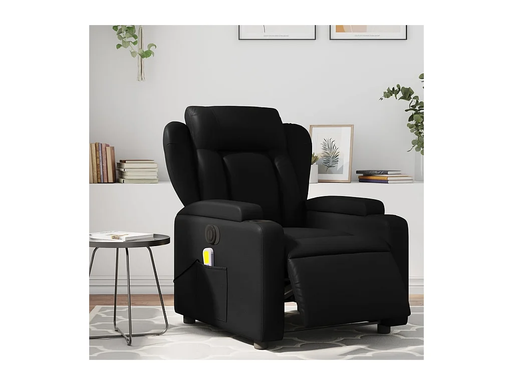 Fauteuil de massage inclinable électrique noir similicuir REO56796