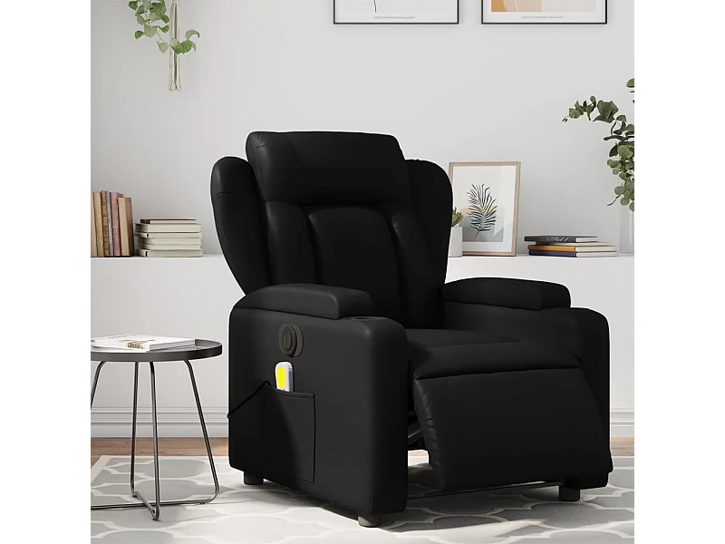 Fauteuil de massage inclinable électrique noir similicuir REO56796