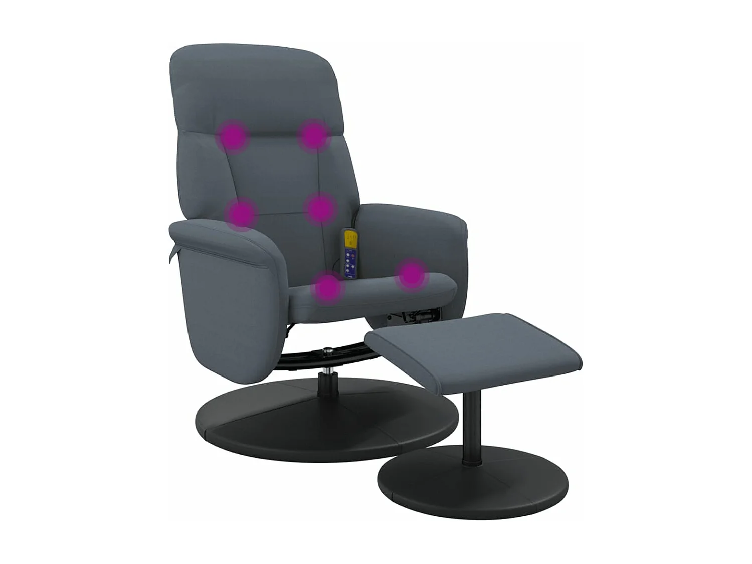 Sillón reclinable masaje con reposapiés terciopelo gris oscuro YOE60968