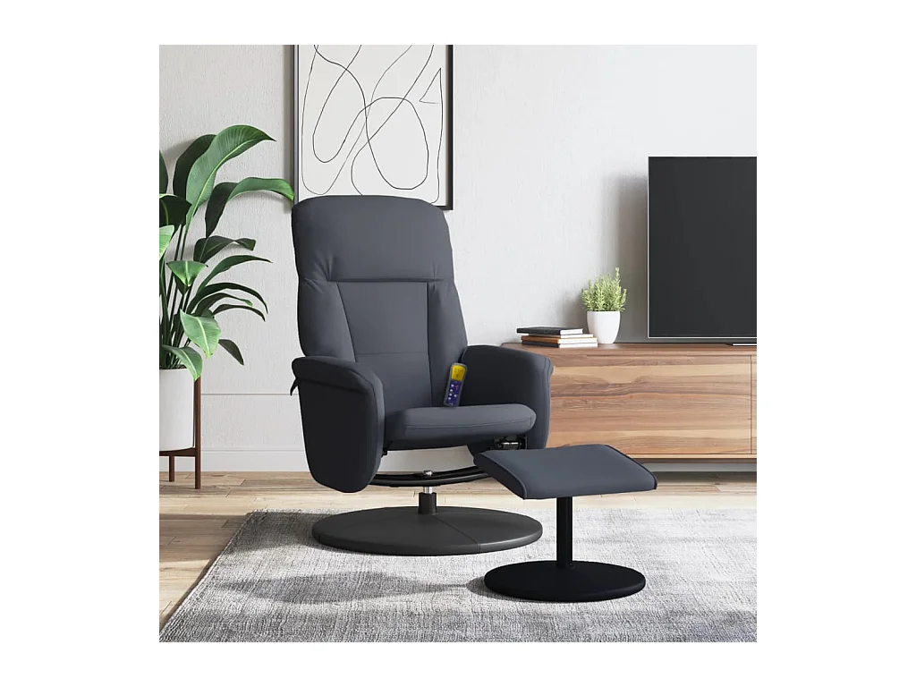 Fauteuil de massage inclinable repose-pied gris foncé velours REO41761