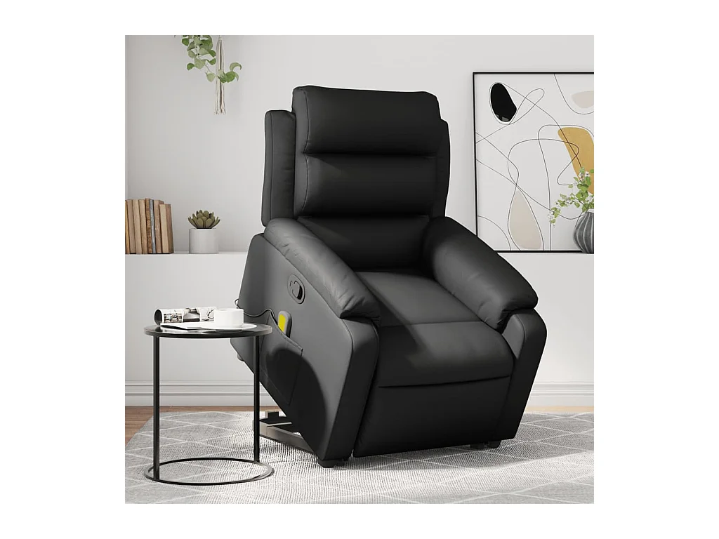 Fauteuil inclinable de massage Noir Similicuir REO97207