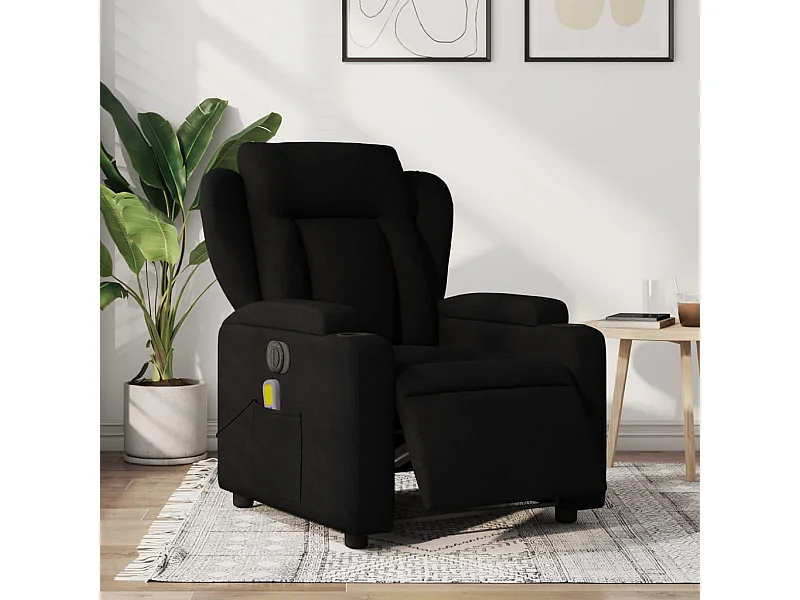 Fauteuil de massage inclinable électrique Noir Tissu REO70297