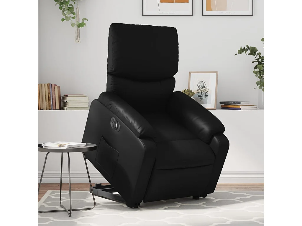Fauteuil inclinable électrique noir similicuir REO11698