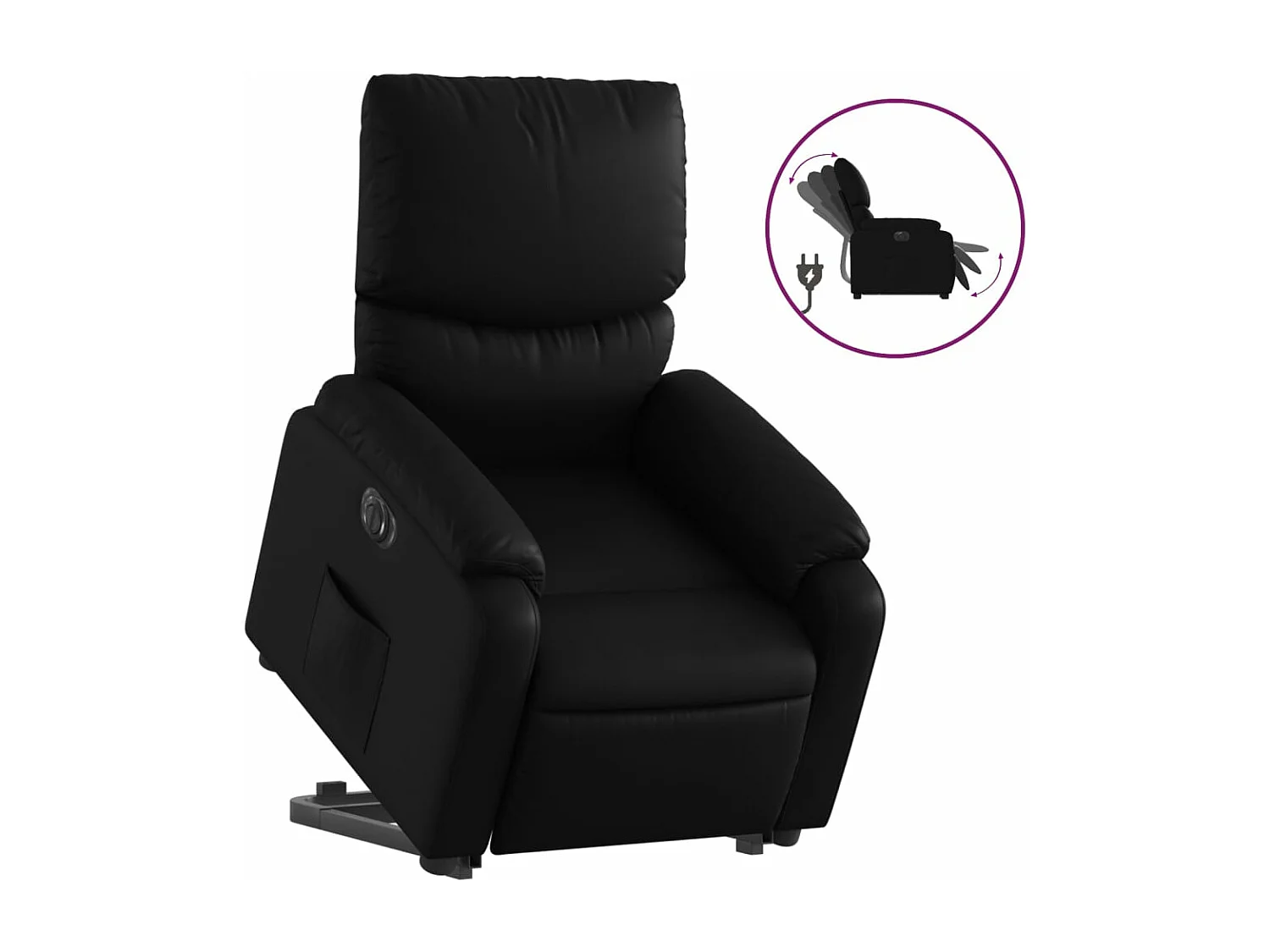 Fauteuil inclinable électrique noir similicuir REO11698