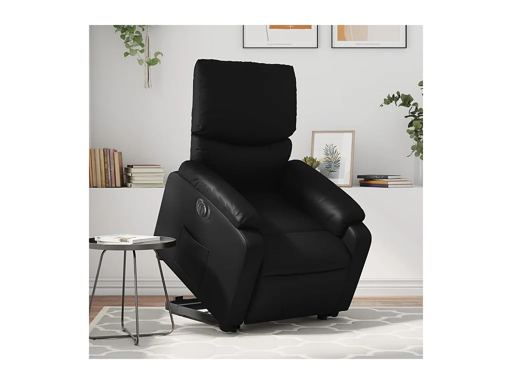 Fauteuil inclinable électrique noir similicuir REO11698