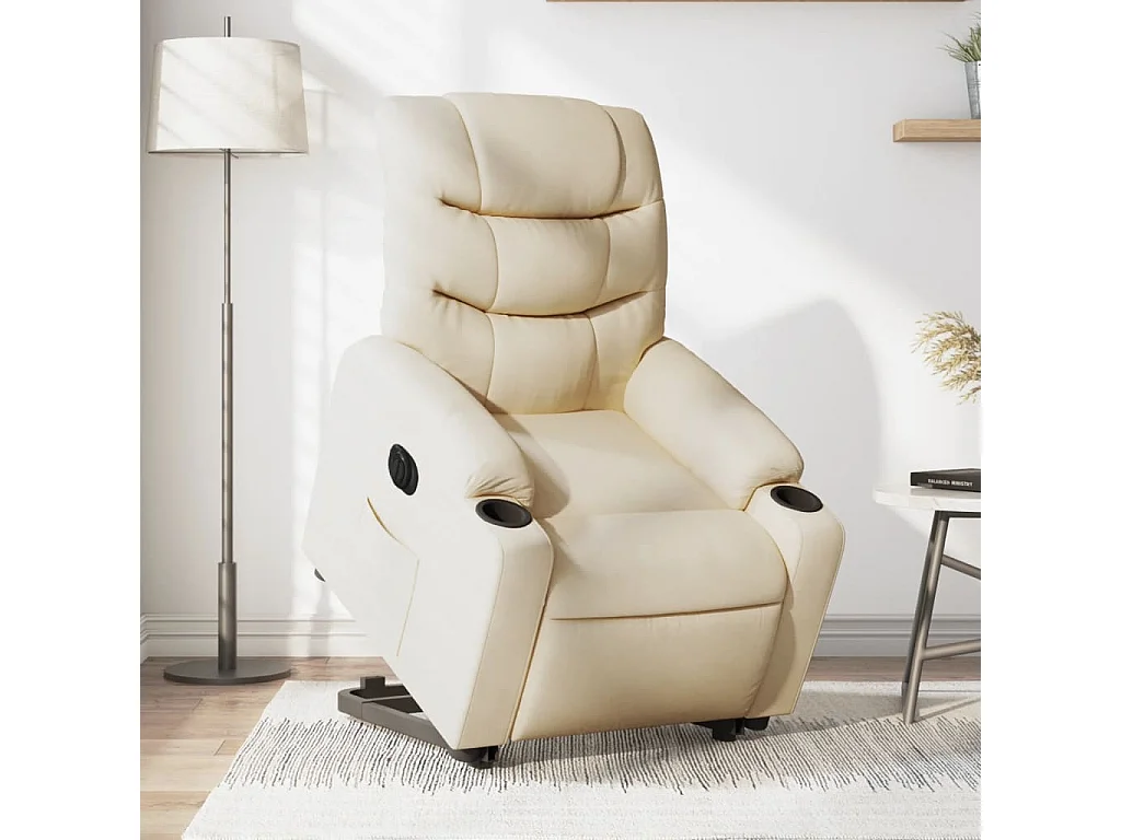 Relaxsessel | Fernsehsessel mit Aufstehhilfe Elektrisch Creme Stoff -gkd53272
