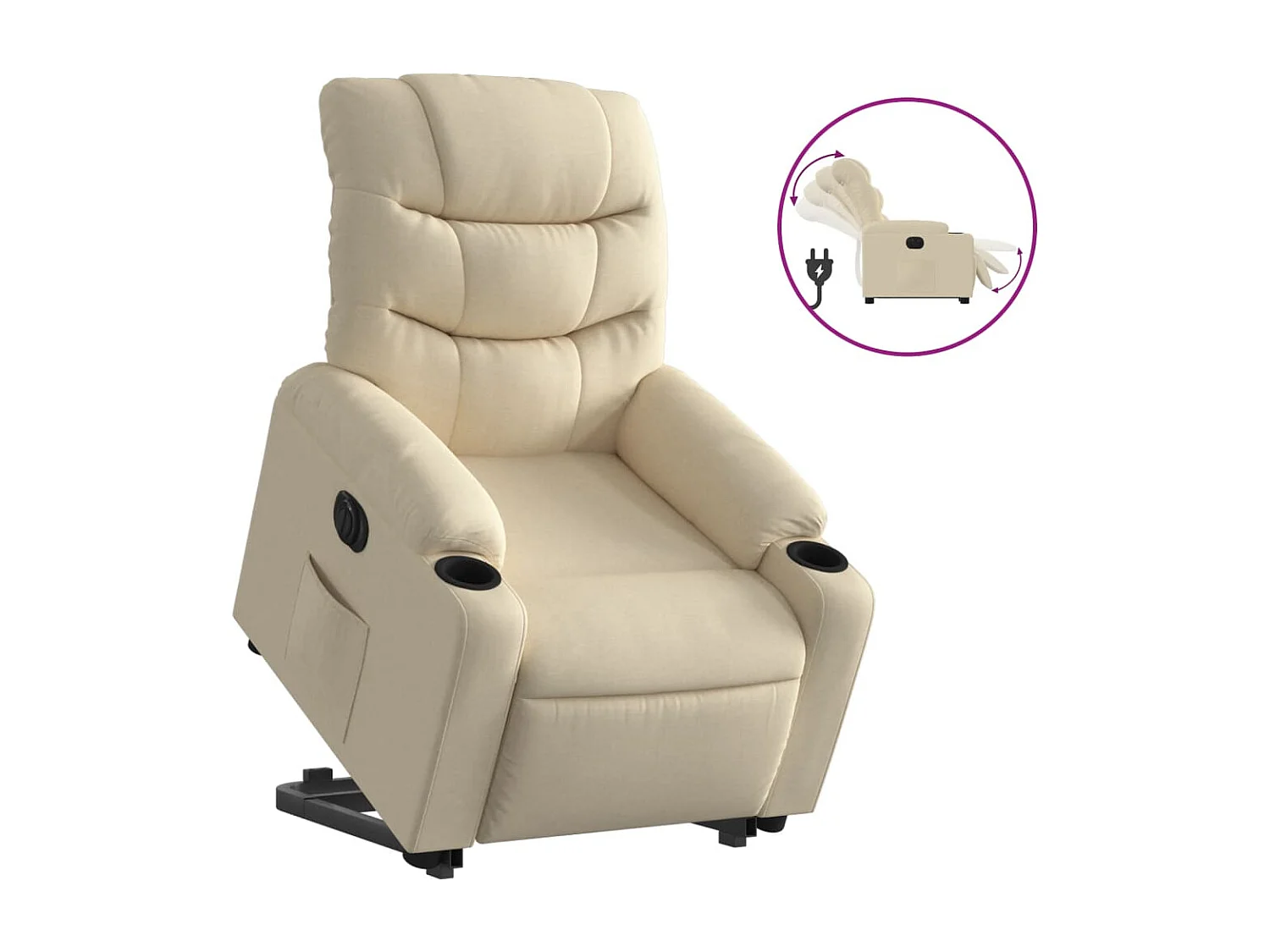 Relaxsessel | Fernsehsessel mit Aufstehhilfe Elektrisch Creme Stoff -gkd53272