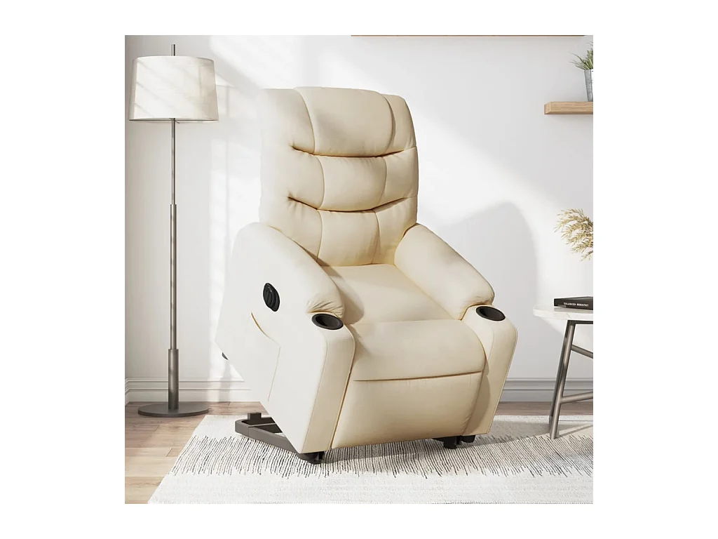 Poltrona reclinável elevatória elétrica tecido cor creme PT233899