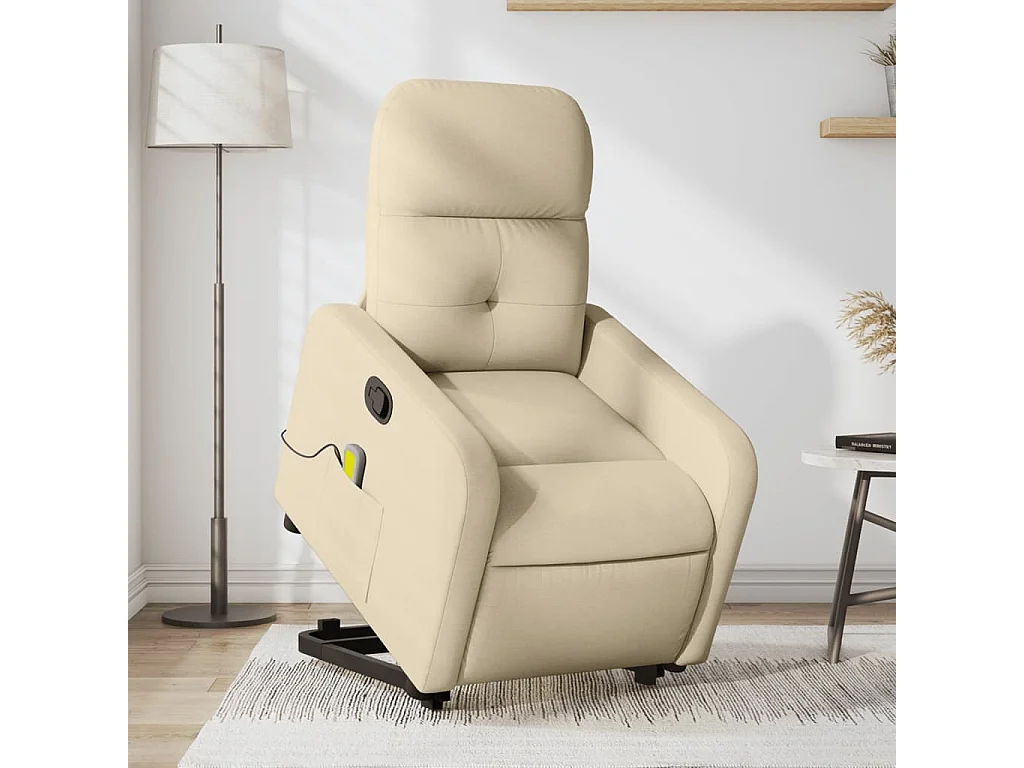Fauteuil inclinable de massage Crème Tissu REO76588