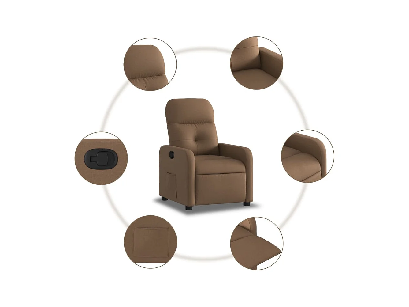 Fauteuil inclinable Marron Tissu REO73893