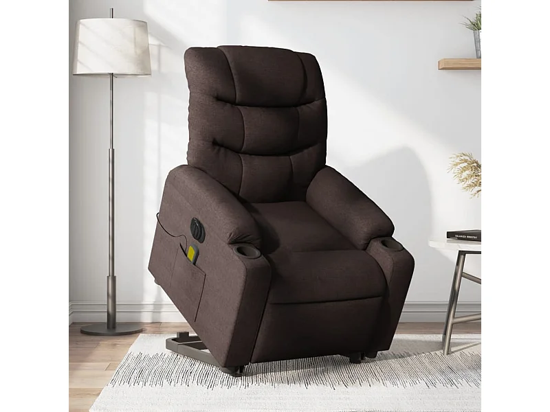 Fauteuil inclinable de massage électrique Marron foncé Tissu REO76670