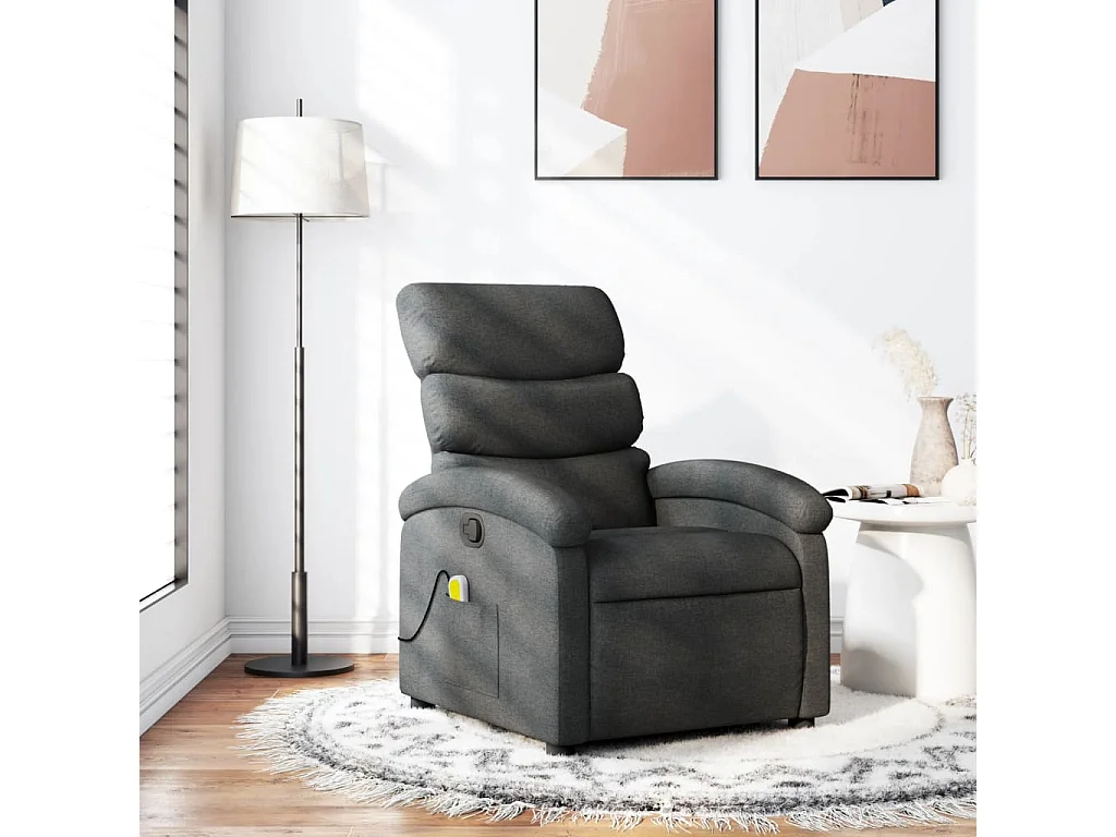 Fauteuil de massage inclinable Gris foncé Tissu REO71023
