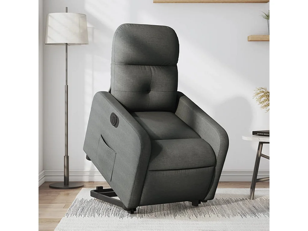 Fauteuil inclinable électrique gris foncé tissu REO12535
