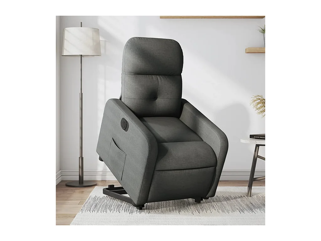 Fauteuil inclinable électrique gris foncé tissu REO12535