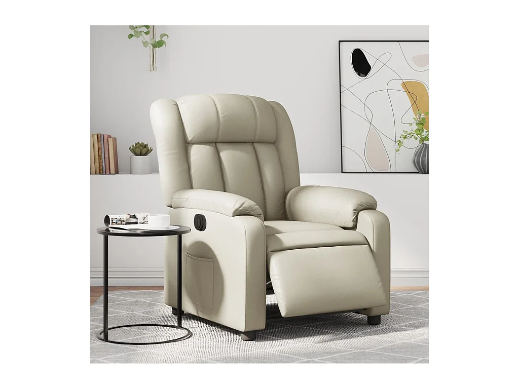 Fauteuil inclinable électrique Crème Similicuir REO44619