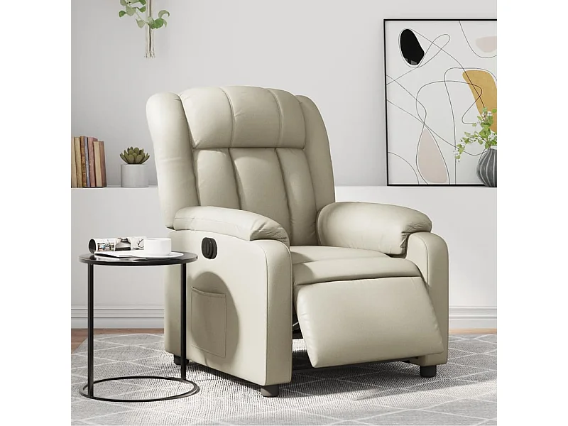 Fauteuil inclinable électrique Crème Similicuir REO44619