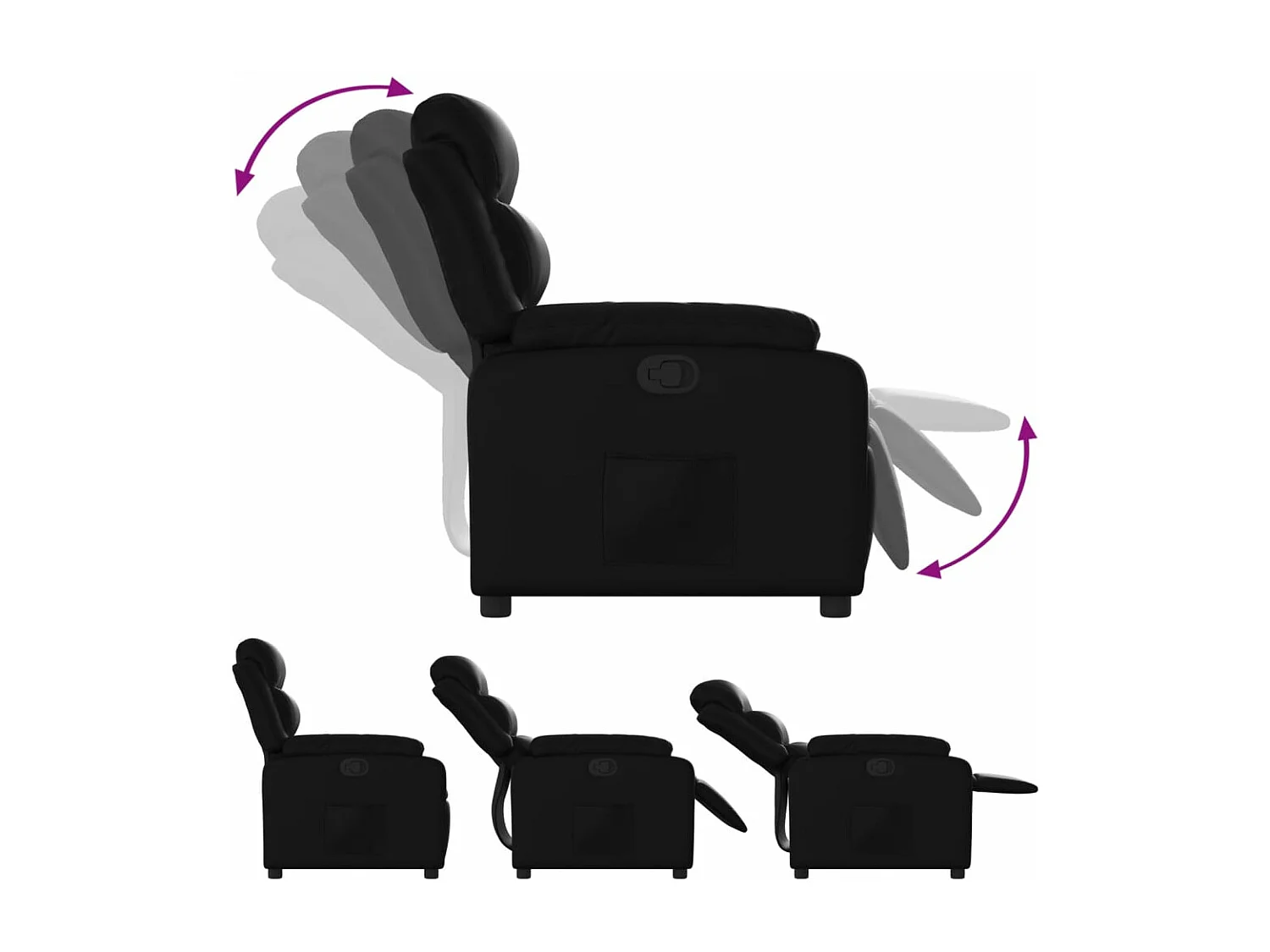 Fauteuil inclinable Noir Similicuir REO48814