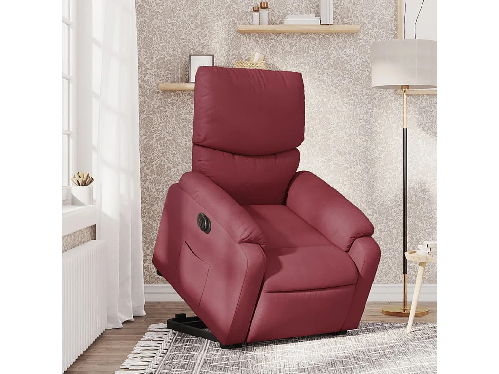 Fauteuil inclinable électrique rouge bordeaux tissu REO38980