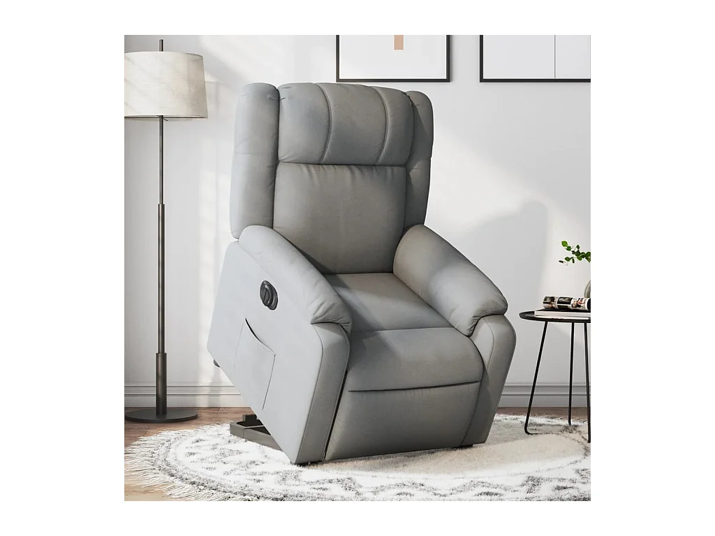 Fauteuil inclinable électrique gris clair tissu REO47054