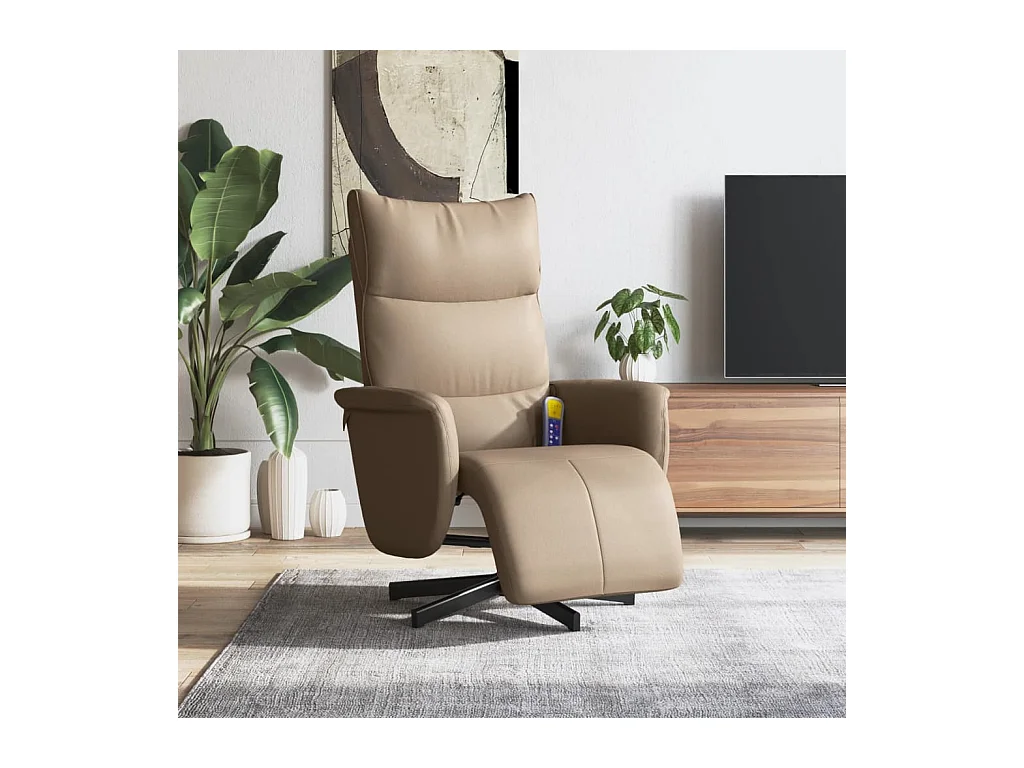 Fauteuil inclinable de massage repose-pieds cappuccino REO92937