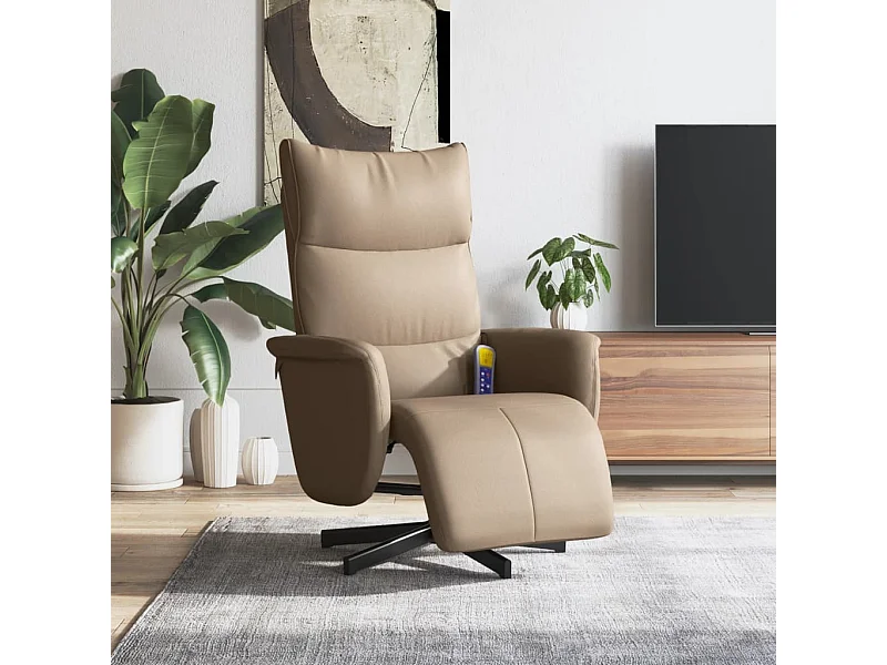 Fauteuil inclinable de massage repose-pieds cappuccino REO92937