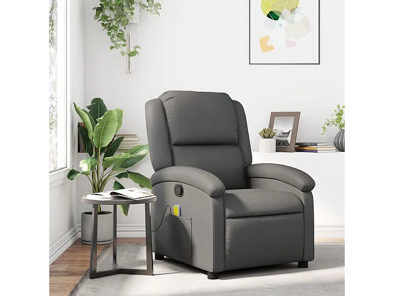 Fauteuil de massage inclinable Gris Similicuir REO35241