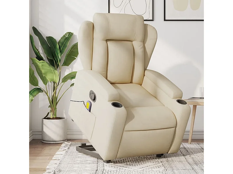 Fauteuil inclinable de massage Crème Tissu REO80644