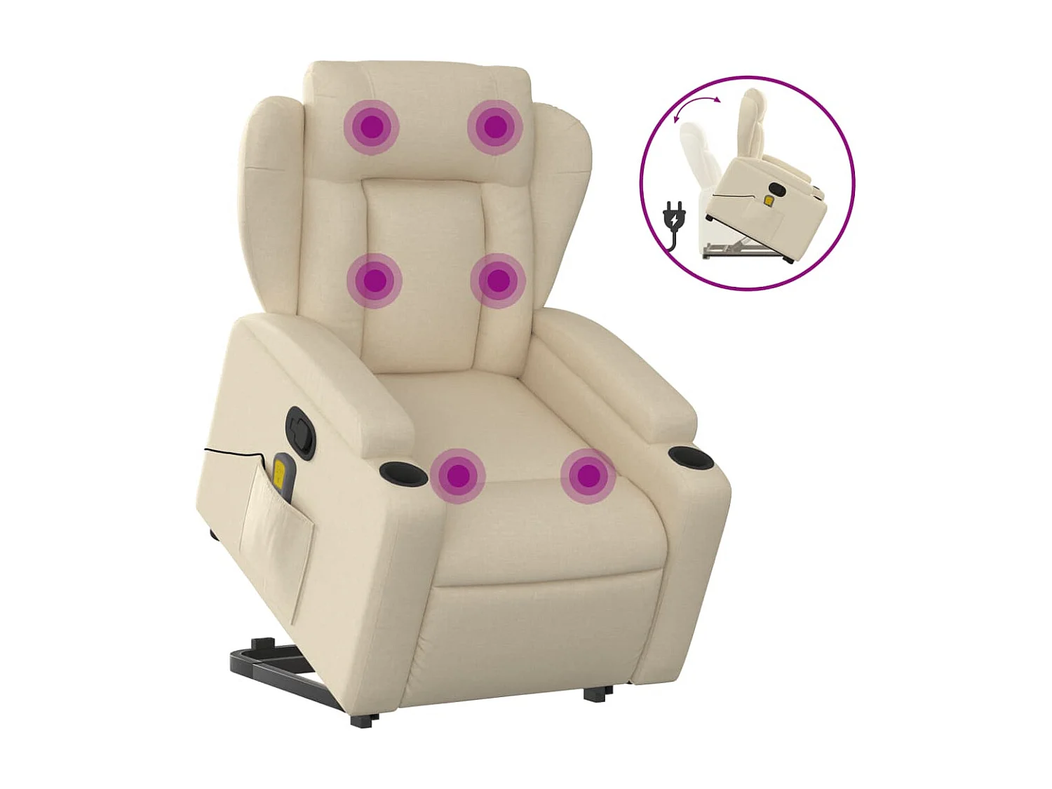Fauteuil inclinable de massage Crème Tissu REO80644