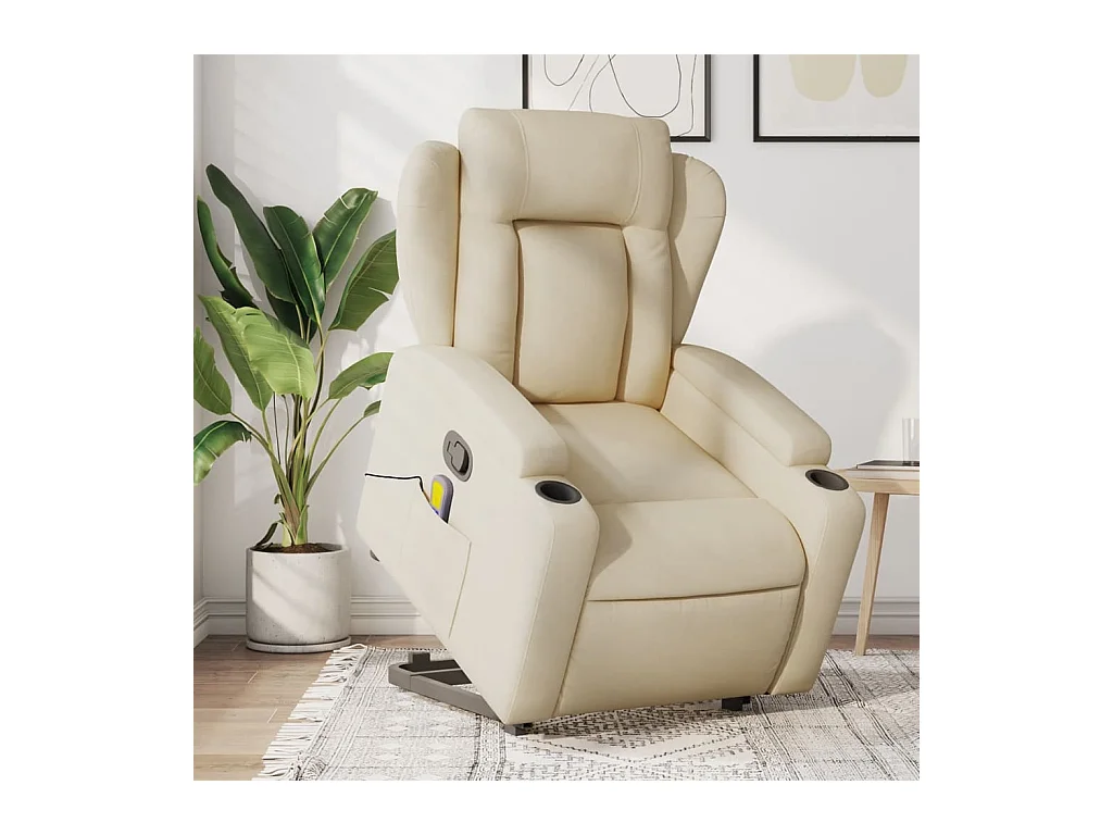 Silla de masaje reclinable de pie de tela color crema YOE47200