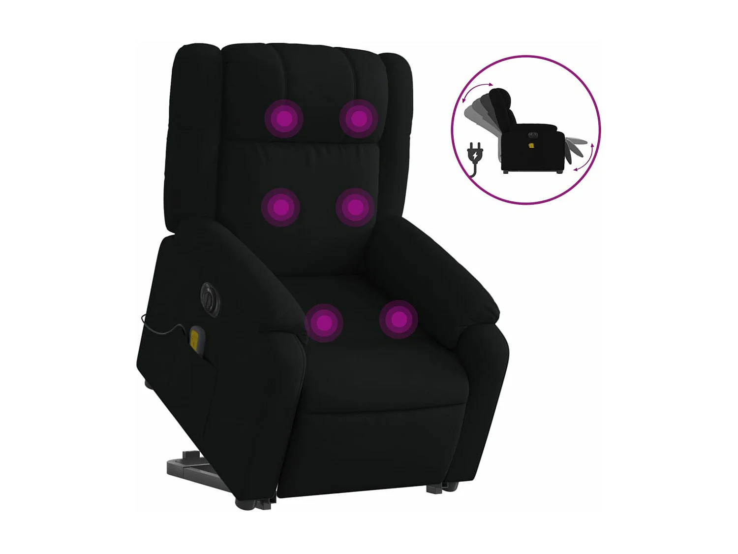 Fauteuil inclinable de massage électrique Noir Tissu REO56216