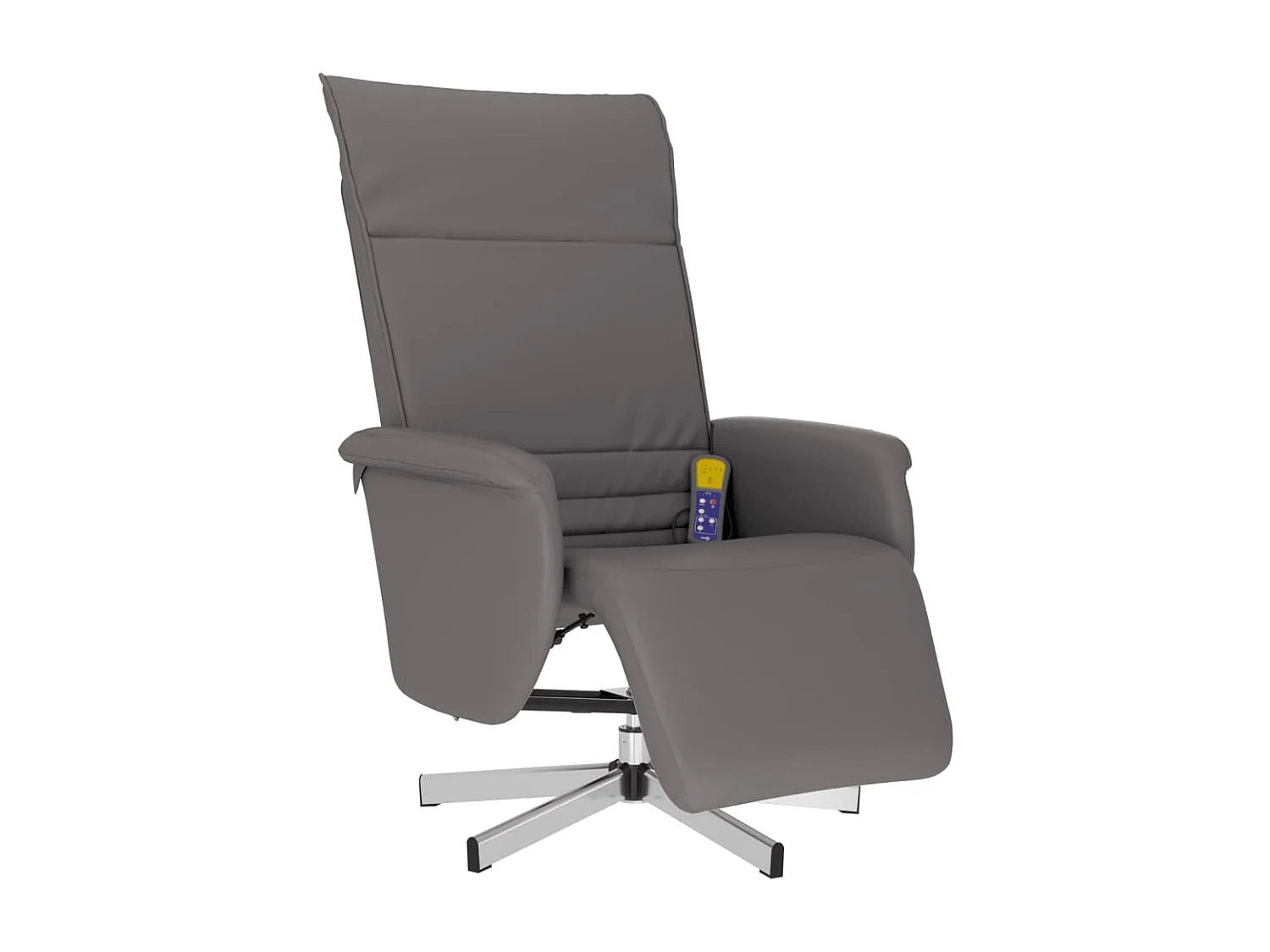 Sillón reclinable de masaje con reposapiés cuero sintético gris YOE91312