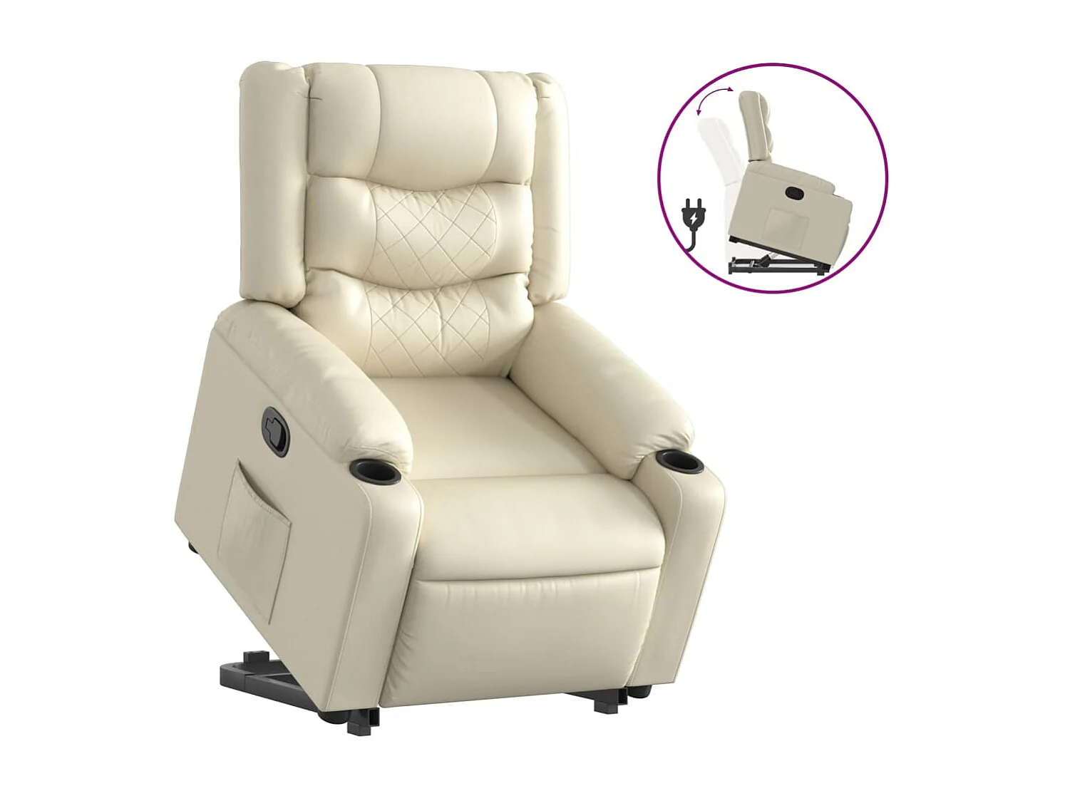 Relaxsessel | Fernsehsessel mit Aufstehhilfe Creme Kunstleder -gkd144301