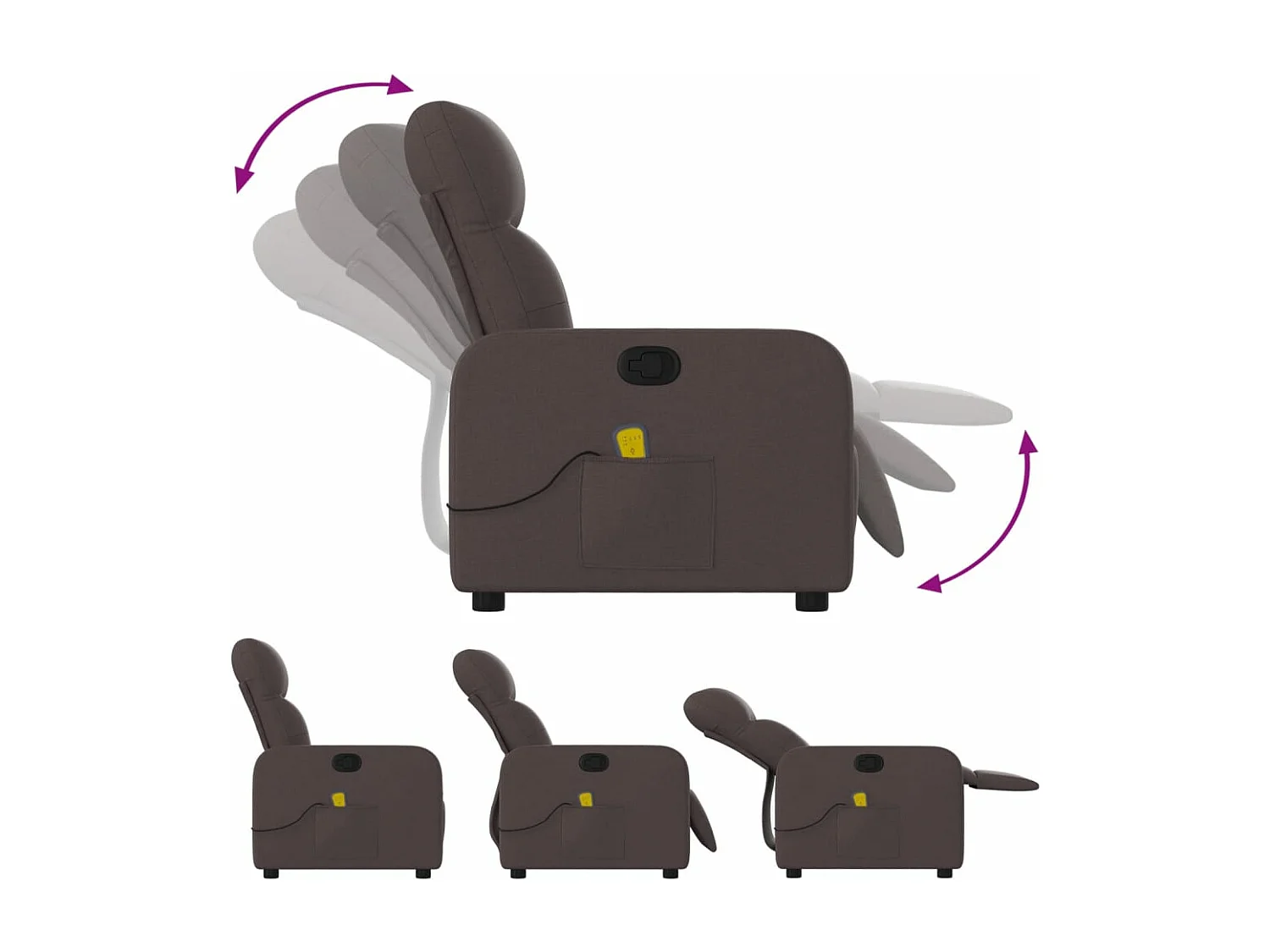 Sillón de masaje reclinable de tela marrón oscuro YOE51473