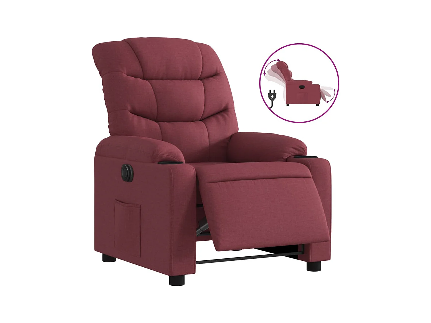Relaxsessel Elektrisch | Fernsehsessel Weinrot Stoff -gkd561222