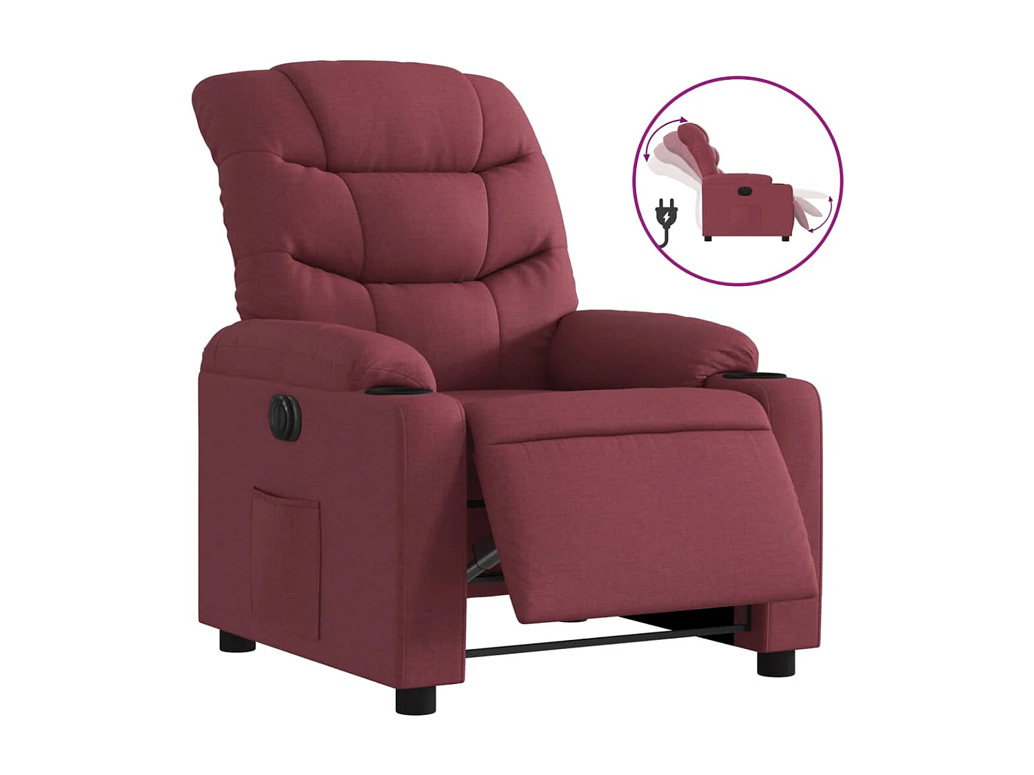 Sillón reclinable eléctrico tela rojo tinto YOE18063