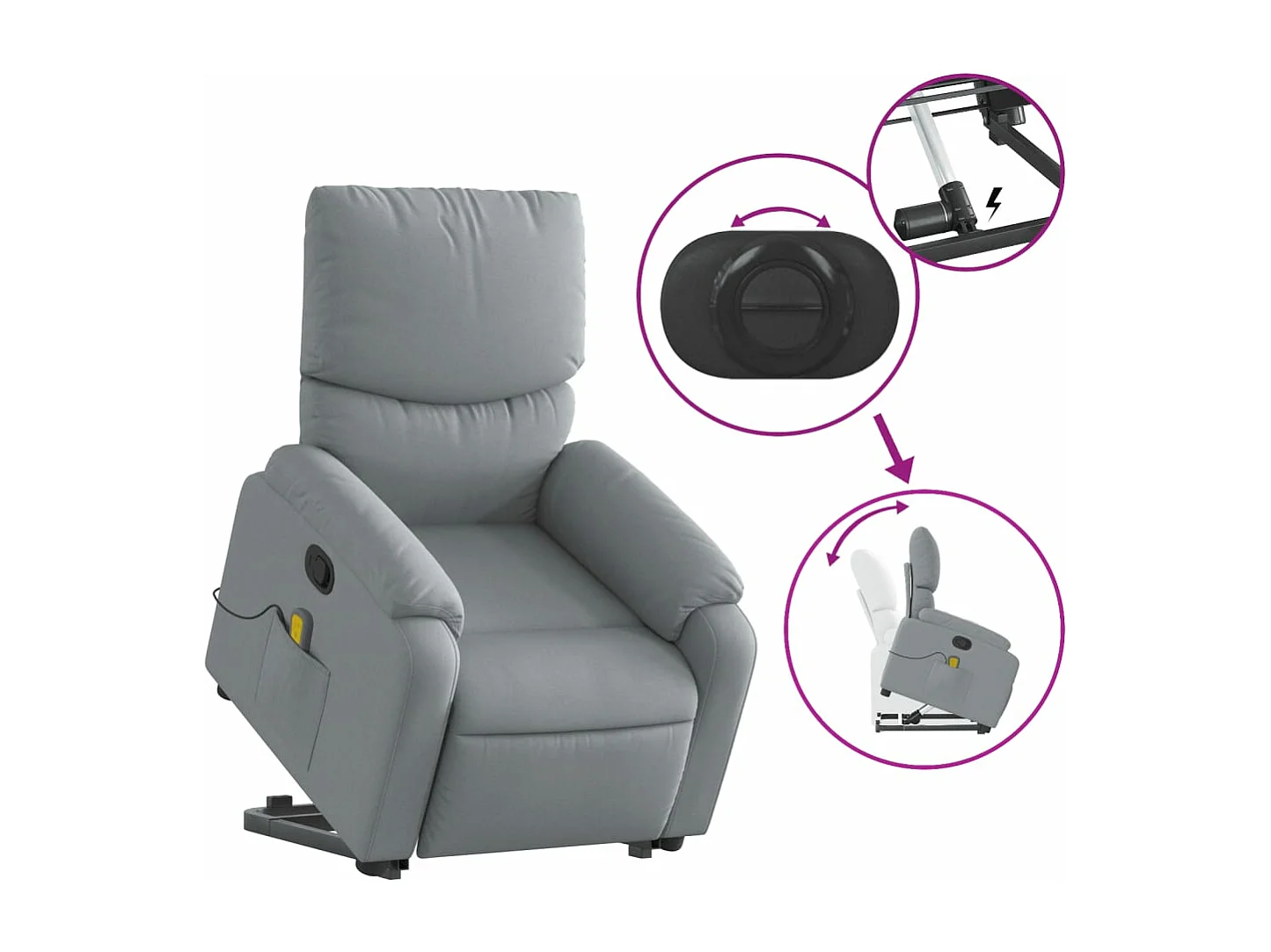 Fauteuil de massage inclinable Gris clair Tissu REO41547
