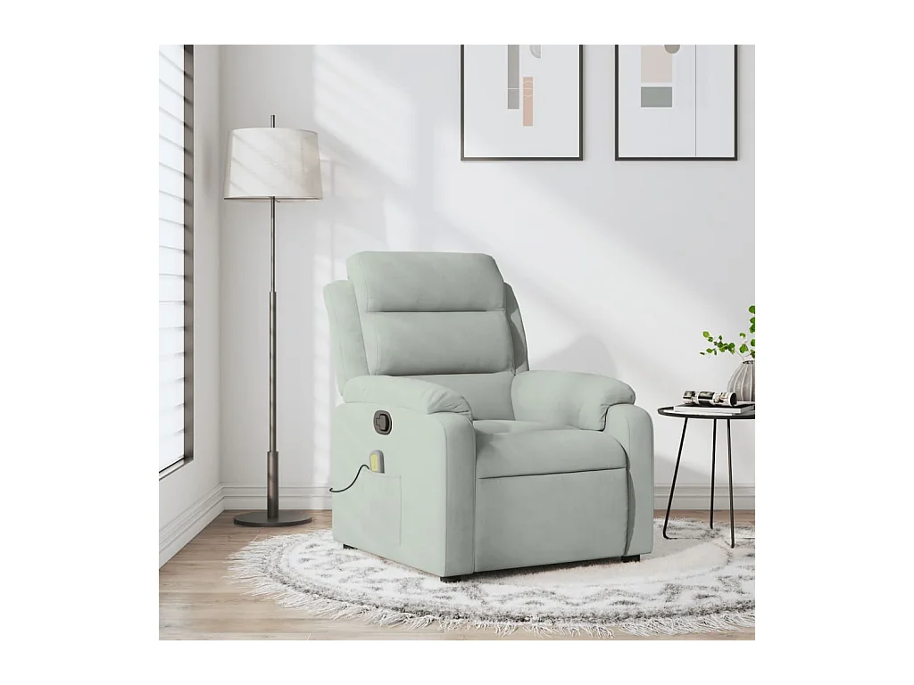 Fauteuil de massage inclinable gris clair velours REO84832