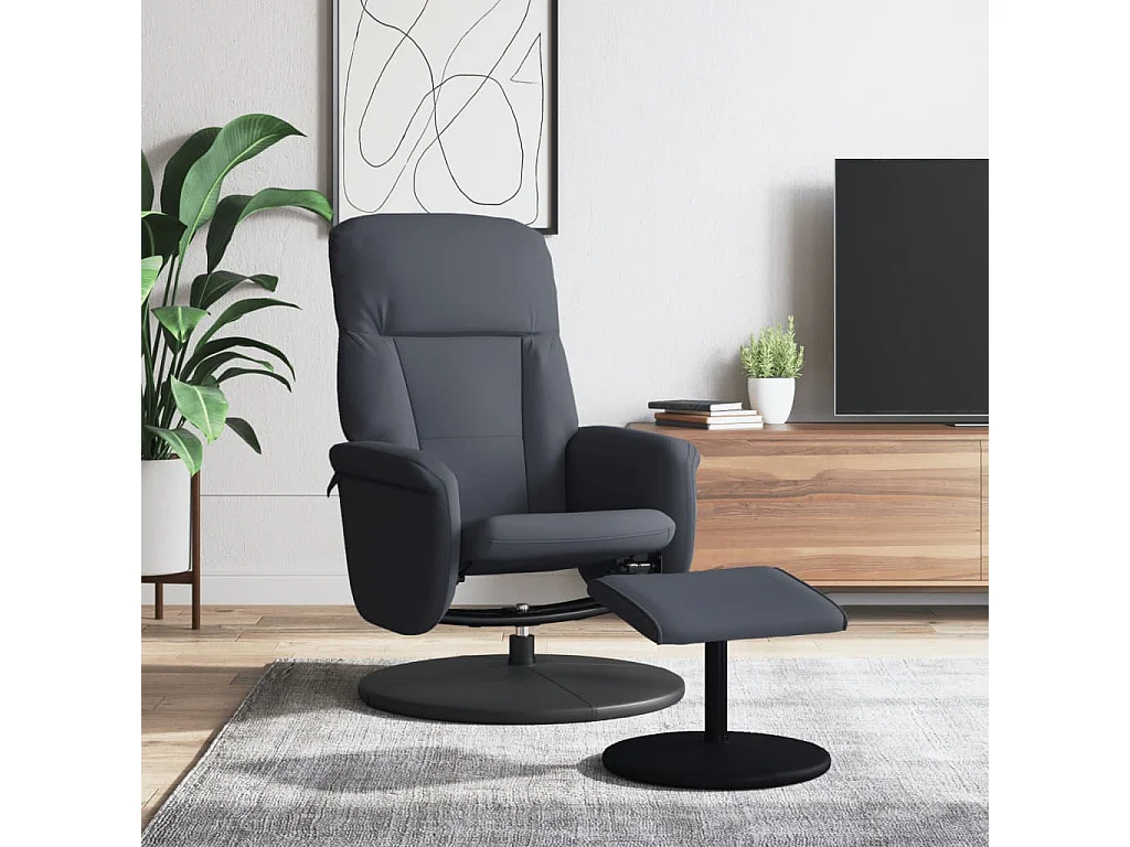 Fauteuil inclinable avec repose-pied gris foncé velours REO78539
