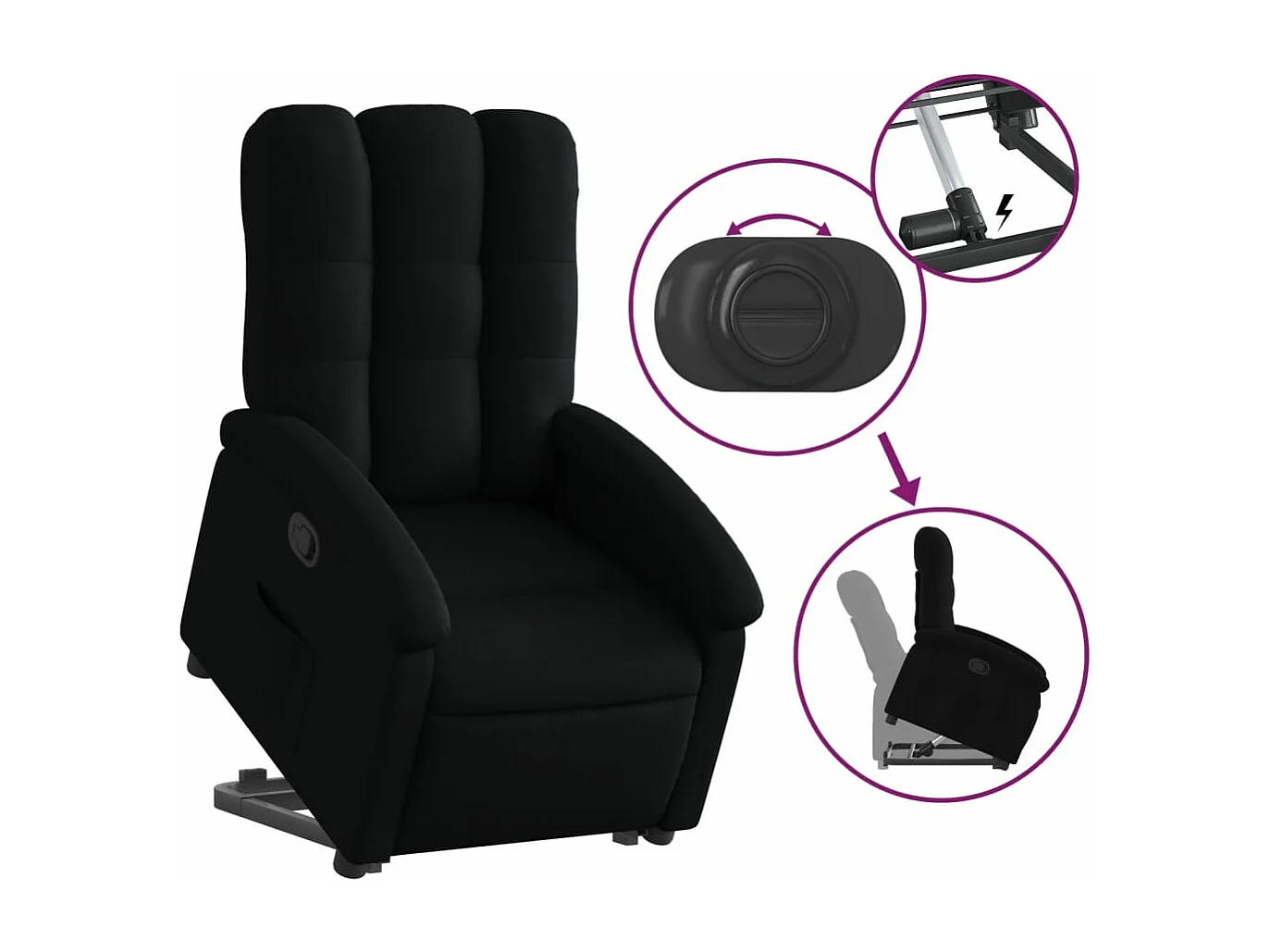 Fauteuil inclinable noir tissu REO39587