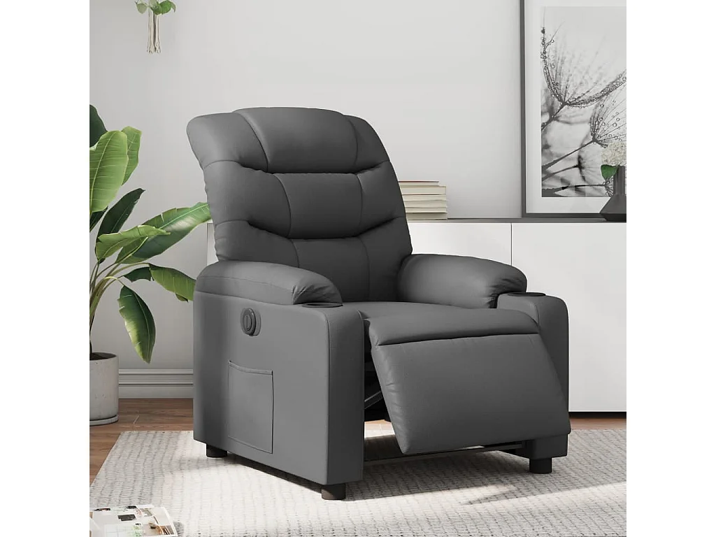 Fauteuil inclinable électrique Gris Similicuir REO54022