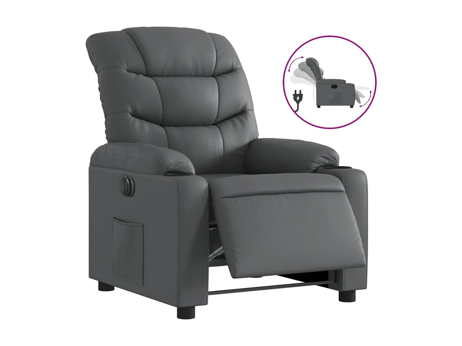 Fauteuil inclinable électrique Gris Similicuir REO54022