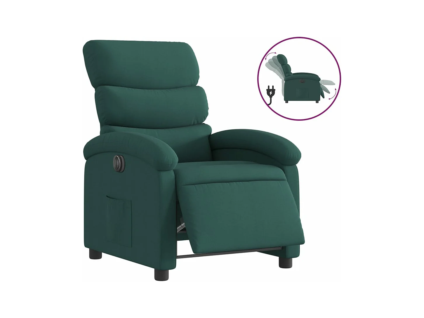 Fauteuil inclinable électrique Vert foncé Tissu REO78174