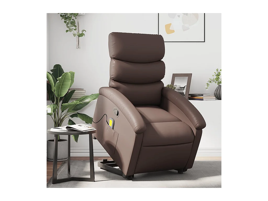 Fauteuil inclinable de massage Marron Similicuir REO85724