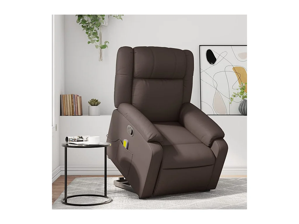 Fauteuil inclinable de massage Marron Similicuir REO91755