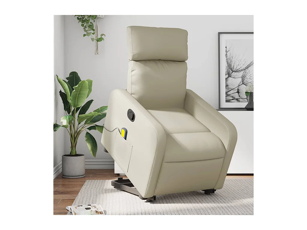 Fauteuil inclinable de massage Crème Similicuir REO57133