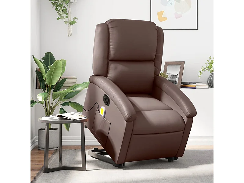 Fauteuil inclinable de massage électrique marron similicuir REO99283
