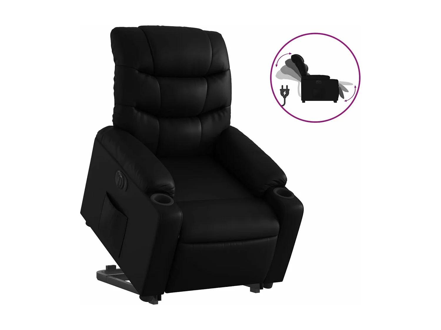 Fauteuil inclinable électrique noir similicuir REO98815