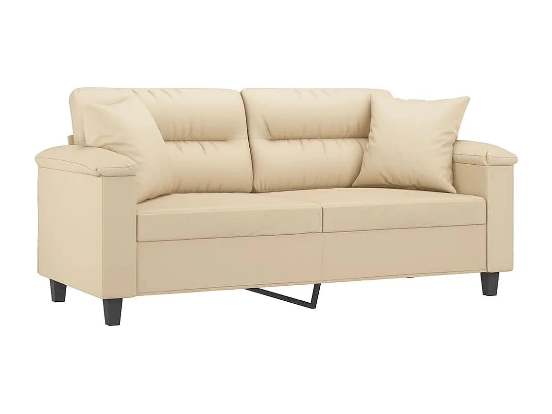 Sofá 2 lugares c/ almofadas 140 cm microfibra cor creme PT216758