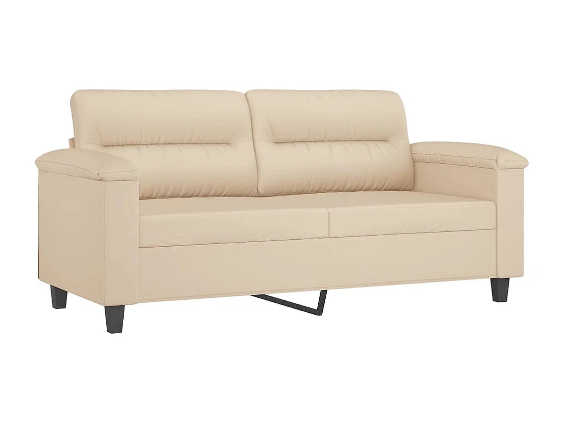 Sofá 2 lugares c/ almofadas 140 cm microfibra cor creme PT216758