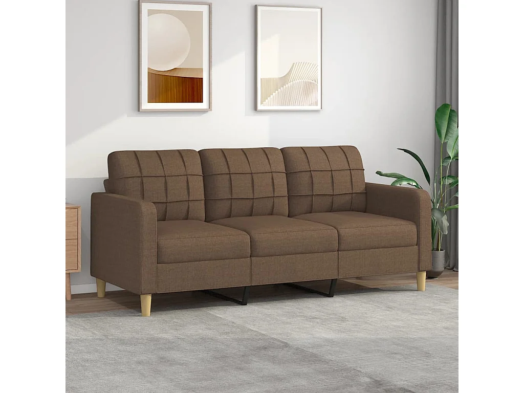 Canapé à 3 places Marron 180 cm Tissu REO56737